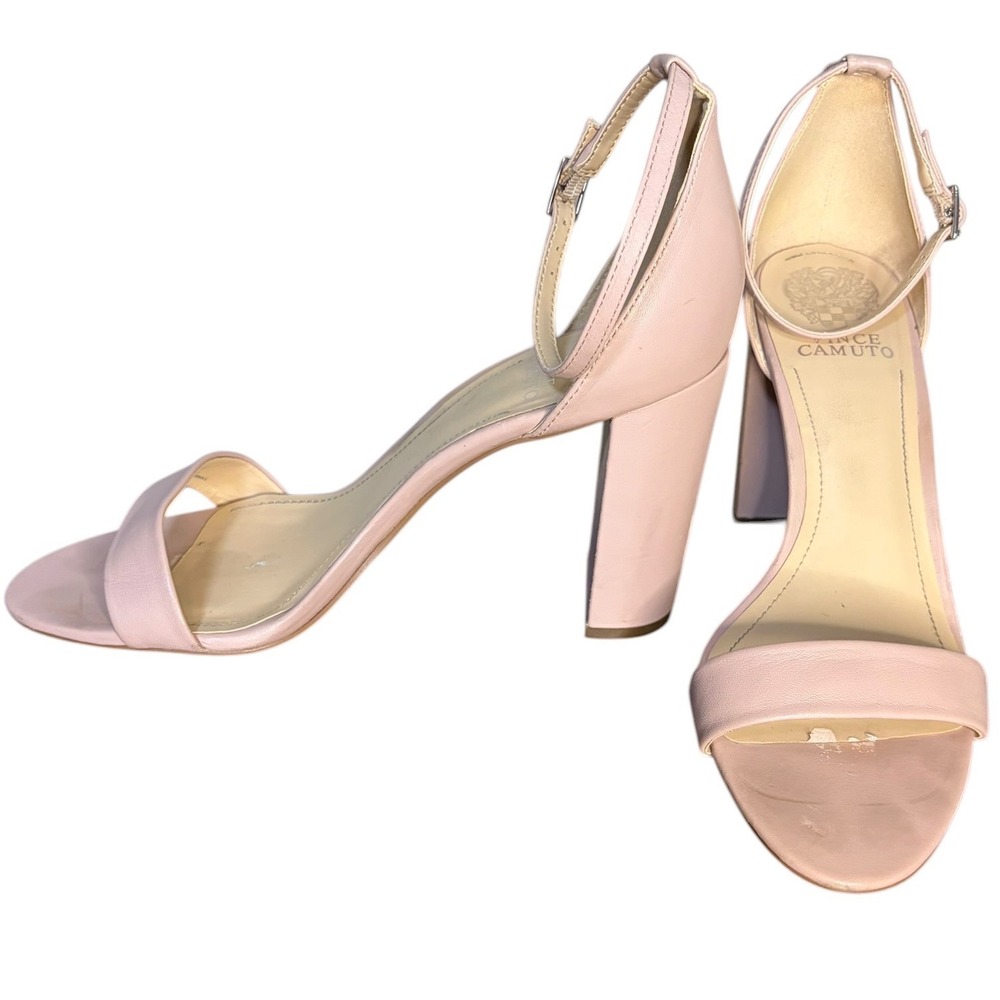 Vince Camuto Pink Block‎ Heel Sandals Good Ankle Strap Leather Women's Size 10M